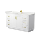 Wyndham Miranda 60 Inch Single Bathroom Vanity in White, White Quartz Countertop, Undermount Square Sink (1-Hole), Brushed Gold Trim - WCF292960SWGWQUNSMXX