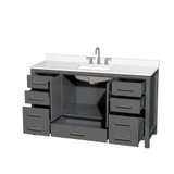 Wyndham Sheffield 60 Inch Single Bathroom Vanity in Dark Gray, White Quartz Countertop, Undermount Square Sink (3-Hole), Brushed Chrome Trim - WCS141460SKGWQUS3MXX