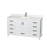 Wyndham Sheffield 60 Inch Single Bathroom Vanity in White, Giotto Quartz Countertop, Undermount Square Sink (1-Hole), Brushed Chrome Trim - WCS141460SWHGTUNSMXX