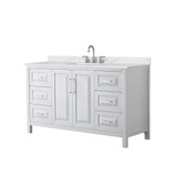 Wyndham Daria 60 Inch Single Bathroom Vanity in White, Giotto Quartz Countertop, Undermount Square Sink (3-Hole), Polished Chrome Trim - WCV252560SWHGTUS3MXX