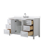 Wyndham Daria 60 Inch Single Bathroom Vanity in White, White Quartz Countertop, Undermount Square Sink (3-Hole), Polished Chrome Trim - WCV252560SWHWQUS3MXX