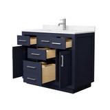 Wyndham Beckett 42 Inch Single Bathroom Vanity with Toe Kick in Dark Blue, Carrara Cultured Marble Countertop, Undermount Square Sink, Brushed Nickel Trim - WCG262642SBNCCUNSMXX