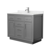Wyndham Beckett 42 Inch Single Bathroom Vanity with Toe Kick in Dark Gray, Carrara Cultured Marble Countertop, Undermount Square Sink, Brushed Nickel Trim - WCG262642SKGCCUNSMXX
