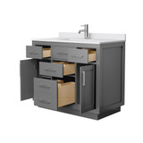 Wyndham Beckett 42 Inch Single Bathroom Vanity with Toe Kick in Dark Gray, White Cultured Marble Countertop, Undermount Square Sink, Brushed Nickel Trim - WCG262642SKGWCUNSMXX