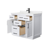 Wyndham Beckett 42 Inch Single Bathroom Vanity with Toe Kick in White, Carrara Cultured Marble Countertop, Undermount Square Sink, Matte Black Trim - WCG262642SWBCCUNSMXX