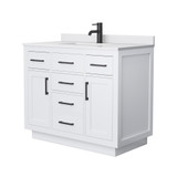 Wyndham Beckett 42 Inch Single Bathroom Vanity with Toe Kick in White, White Cultured Marble Countertop, Undermount Square Sink, Matte Black Trim - WCG262642SWBWCUNSMXX