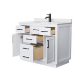 Wyndham Beckett 42 Inch Single Bathroom Vanity with Toe Kick in White, White Cultured Marble Countertop, Undermount Square Sink, Matte Black Trim - WCG262642SWBWCUNSMXX