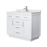 Wyndham Beckett 42 Inch Single Bathroom Vanity with Toe Kick in White, White Cultured Marble Countertop, Undermount Square Sink, Brushed Nickel Trim - WCG262642SWHWCUNSMXX