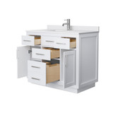 Wyndham Beckett 42 Inch Single Bathroom Vanity with Toe Kick in White, White Cultured Marble Countertop, Undermount Square Sink, Brushed Nickel Trim - WCG262642SWHWCUNSMXX