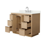 Wyndham Maroni 42 Inch Single Bathroom Vanity in Light Straw, Giotto Quartz Countertop, Undermount Square Sink (3-Hole), Brushed Nickel Trim - WCF282842SLSGTUS3MXX