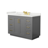 Wyndham Miranda 48 Inch Single Bathroom Vanity in Dark Gray, White Quartz Countertop, Undermount Square Sink (3-Hole), Brushed Gold Trim - WCF292948SGGWQUS3MXX