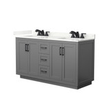 Wyndham Miranda 60 Inch Double Bathroom Vanity in Dark Gray, Giotto Quartz Countertop, Undermount Square Sinks (3-Hole), Matte Black Trim - WCF292960DGBGTUS3MXX