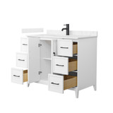 Wyndham Elan 42 Inch Single Bathroom Vanity in White, Carrara Cultured Marble Countertop, Undermount Square Sink, Matte Black Trim - WCH717142SWBCCUNSMXX