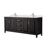 Wyndham Daria 80 Inch Double Bathroom Vanity in Dark Espresso, Giotto Quartz Countertop, Undermount Square Sinks (1-Hole), Polished Chrome Trim - WCV252580DDEGTUNSMXX