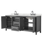 Wyndham Daria 80 Inch Double Bathroom Vanity in Dark Gray, Giotto Quartz Countertop, Undermount Square Sinks (3-Hole), Matte Black Trim - WCV252580DGBGTUS3MXX