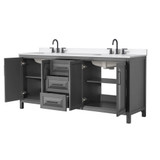 Wyndham Daria 80 Inch Double Bathroom Vanity in Dark Gray, White Quartz Countertop, Undermount Square Sinks (3-Hole), Matte Black Trim - WCV252580DGBWQUS3MXX