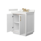 Wyndham Icon 30 Inch Single Bathroom Vanity in White, White Quartz Countertop, Undermount Square Sink (3-Hole), Satin Bronze Trim - WCF111130SWZWQUS3MXX