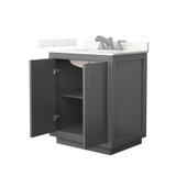 Wyndham Icon 30 Inch Single Bathroom Vanity in Dark Gray, Giotto Quartz Countertop, Undermount Square Sink (3-Hole), Brushed Nickel Trim - WCF111130SKGGTUS3MXX