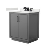 Wyndham Icon 30 Inch Single Bathroom Vanity in Dark Gray, White Quartz Countertop, Undermount Square Sink (3-Hole), Matte Black Trim - WCF111130SGBWQUS3MXX