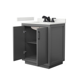 Wyndham Icon 30 Inch Single Bathroom Vanity in Dark Gray, White Quartz Countertop, Undermount Square Sink (3-Hole), Matte Black Trim - WCF111130SGBWQUS3MXX