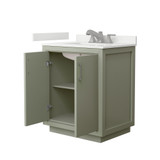 Wyndham Icon 30 Inch Single Bathroom Vanity in Light Green, White Quartz Countertop, Undermount Square Sink (3-Hole), Brushed Nickel Trim - WCF111130SLGWQUS3MXX
