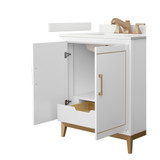 Wyndham Marlena 30 Inch Single Bathroom Vanity in White, White Quartz Countertop, Undermount Square Sink (3-Hole), Satin Bronze Trim - WCH515130SWZWQUS3MXX