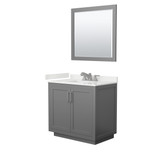 Wyndham Miranda 36 Inch Single Bathroom Vanity in Dark Gray, White Quartz Countertop, Undermount Square Sink (3-Hole), Brushed Nickel Trim, 34 Inch Mirror - WCF292936SKGWQUS3M34