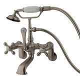 Kingston Brass Wall Mount Clawfoot Tub Filler Faucet with Hand Shower - Brushed Nickel CC57T8