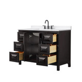 Wyndham Daria 48 Inch Single Bathroom Vanity in Dark Espresso, White Quartz Countertop, Undermount Square Sink (3-Hole), Matte Black Trim - WCV252548SEBWQUS3MXX