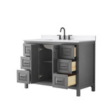 Wyndham Daria 48 Inch Single Bathroom Vanity in Dark Gray, White Quartz Countertop, Undermount Square Sink (3-Hole), Matte Black Trim - WCV252548SGBWQUS3MXX