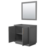 Wyndham Strada 36 Inch Single Bathroom Vanity in Dark Gray, No Countertop, No Sink, Satin Bronze Trim, 34 Inch Mirror - WCF414136SGZCXSXXM34