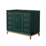 Wyndham Marlena 42 Inch Single Bathroom Vanity in Green, No Countertop, No Sink, Satin Bronze Trim - WCH515142SGSCXSXXMXX