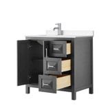 Wyndham Daria 36 Inch Single Bathroom Vanity in Dark Gray, White Quartz Countertop, Undermount Square Sink (1-Hole), Polished Chrome Trim - WCV252536SKGWQUNSMXX