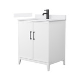 Wyndham Elan 30 Inch Single Bathroom Vanity in White, White Cultured Marble Countertop, Undermount Square Sink, Matte Black Trim - WCH717130SWBWCUNSMXX