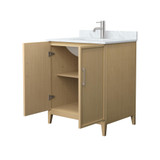 Wyndham Elan 30 Inch Single Bathroom Vanity in White Oak, White Carrara Marble Countertop, Undermount Square Sink, Brushed Nickel Trim - WCH717130SHOCMUNSMXX