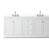 Wyndham Avery 80 Inch Double Bathroom Vanity in White, White Quartz Countertop, Undermount Square Sinks (3-Hole), Polished Chrome Trim - WCV232380DWHWQUS3MXX