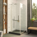Fine Fixtures SDK30PC Frameless Square Shower Enclosure With Adjustable Door - 30" X 30" - Polished Chrome