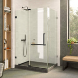 Fine Fixtures Frameless Square Shower Enclosure With Adjustable Door - 42" X 30" - Black - SDK4230BL