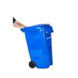 Alpine ALP500-64-BLU 64 Gallon Blue Wheeled Rectangular Recycle/Trash Can with Lid