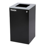 Alpine ALP4450-KIT-BLK-S-TR Square Recycling Bin  29 Gallons - Black Can, Square Opening Lid, for Trash