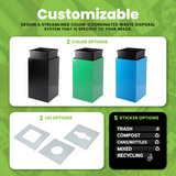 Alpine ALP4450-KIT-BLU-S Square Recycling Bin  29 Gallons - Blue Can, Square Opening Lid
