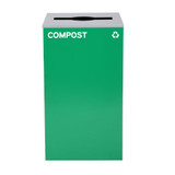 Alpine ALP4450-KIT-GRN-M-COM Square Recycling Bin  29 Gallons - Green Can, Mixed Opening Lid, for Compost