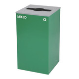 Alpine Square Recycling Bin  29 Gallons - Green Can, Mixed Opening Lid, for Mixed - ALP4450-KIT-GRN-M-MIX