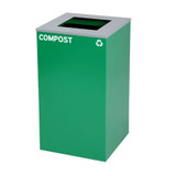 Alpine ALP4450-KIT-GRN-S-COM Square Recycling Bin  29 Gallons - Green Can, Square Opening Lid, for Compost