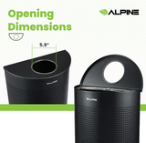 Alpine ALP438-12HR-BLK 12 Gallon Black Perforated Metal Half Round Decorative Waste Receptacle