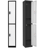 Alpine ADI629-202-B-W-DL 72" H x 12" W 2-Tier Steel Storage Locker with Digital Lock, Black and White