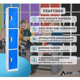Alpine ADI629-203-BLU-DL 72" H x 12" W Triple Tier Steel Storage Locker with Digital Lock, Blue
