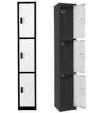 Alpine ADI629-203-B-W-DL 72" H x 12" W Triple Tier Steel Storage Locker with Digital Lock, Black and White