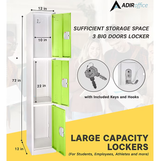 Alpine ADI629-203-GRN-DL 72" H x 12" W Triple Tier Steel Storage Locker with Digital Lock, Green