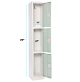 Alpine ADI629-203-MGRN-DL 72" H x 12" W Triple Tier Steel Storage Locker with Digital Lock, Misty Green